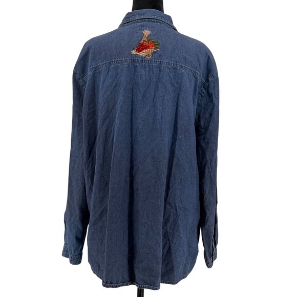 Vtg‎ Bobbie Brooks Denim Shirt Womens 22W 24W Autumn Harvest Embroidery Fall - Picture 6 of 7
